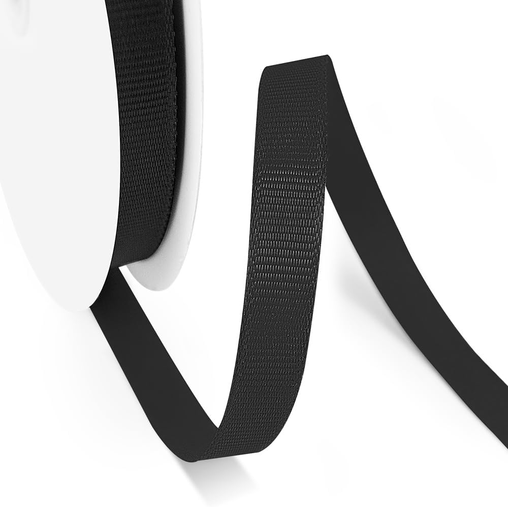 3/8" X 50 Yards Black Grosgrain Ribbon, Premium Grosgrain Ribbon for Sewing, Gift Wrapping, Bow Making, Wedding Decor, Wrapping and More (Black)