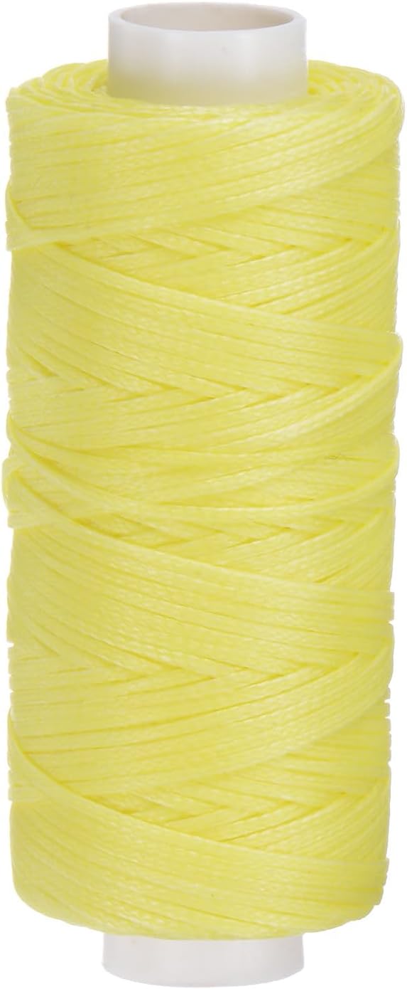 uxcell Leather Sewing Waxed Thread, 55 Yards / 50m 0.8mm 150D Flat Polyester All-Purpose Threads for Leather Crafts, Bookbinding, Yellow
