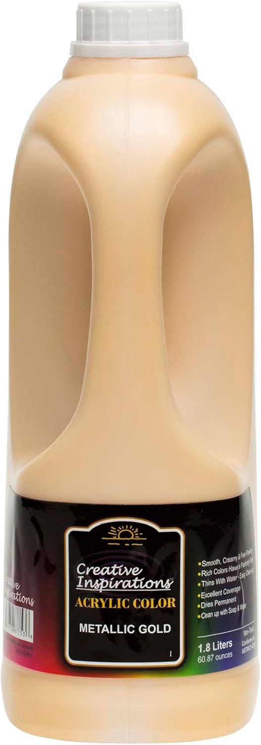 Creative Inspirations Acrylic Paint - Metallic Gold - 1.8 Liter - Smooth & Creamy Consistency, Vibrant Pigmentation, Great Coverage for Artists - Clean Up with Soap & Water
