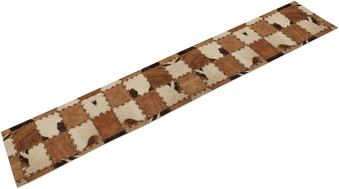 Cowhide Animal Table Runner, Vintage Western Cowboy Patchwork Fur Table Runner for Kitchen Farmhouse Dining Home Banquet Party 13x36in