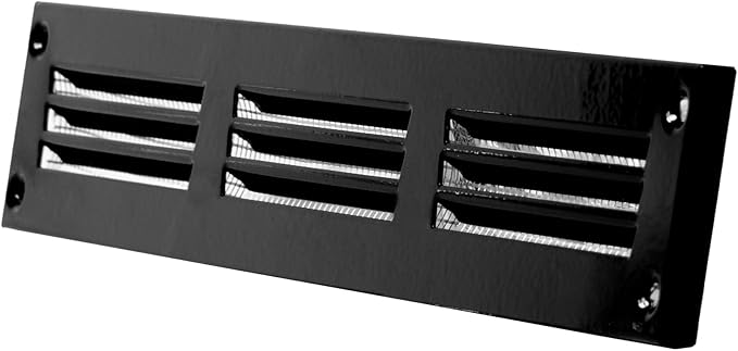 Repa Market 5-Pack 12x2 Inch Air Vent Cover/Black Galvanized Steel Louvered Grill Cover with Mesh Screen/Wall or Ceiling Vent/Durable Flush Mount HVAC Register for Indoor and Outdoor Ventilation