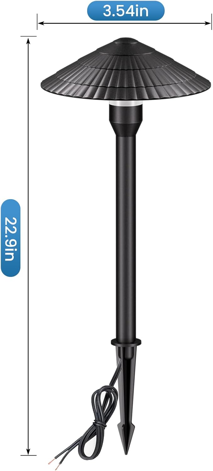 Landscape Lighting Pathway Lights 4 Pack, 5W Low Voltage LED Outdoor Garden Lights, Cast Aluminum with Acrylic Lens, IP66 Waterproof Yard Walkway Driveway Patio Path Lights, Transformer Cable Included