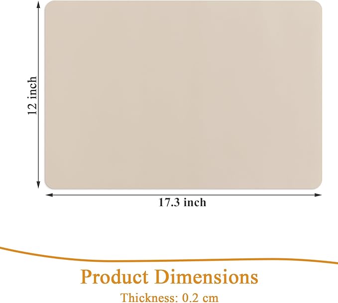 SHACOS Placemats Set of 6 Faux Leather Heat Resistant PU Non-Slip Vinyl Place Mats Waterproof Wipeable Table Mats for Kitchen Dining Indoor Outdoor, Beige
