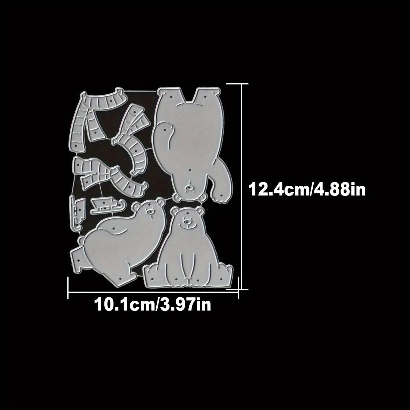 Lapoo Festivals Metal Cutting Die for Scrapbooking - Durable, Cut Stencils for DIY Scrapbook Photo Album Decorative Paper Card, Card Making Supplies, Embossing (Three Polar Bears 4.9 x 4 in)