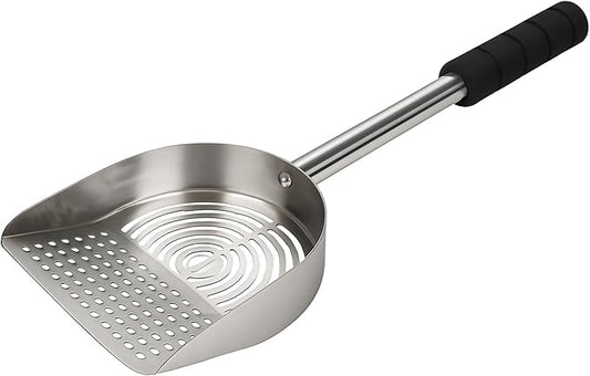Adjustable Ash Scoop Shovel with Sifter Holes, 16–21 Inch Extendable Handle – Heavy-Duty Metal Coal Shovel for Fireplace, Wood Stove, Fire Pit, and BBQ (1, Round-Hole Sifter)