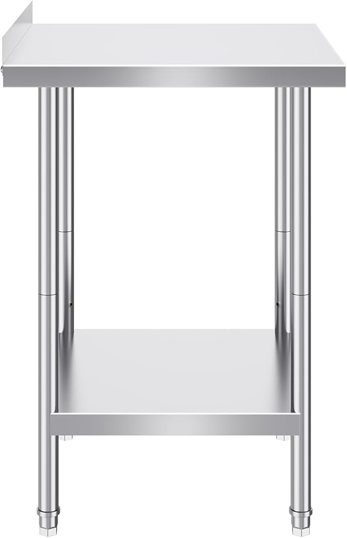 VEVOR 24 x 24 x 36 Inch Stainless Steel Work Table, Commercial Food Prep Worktable Heavy Duty Prep Worktable, Metal Work Table with Adjustable Height for Restaurant, Home and Hotel