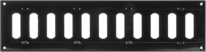Repa Market 16" x 4" Inch (Outer Dimensions) Black Adjustable Air Vent Cover - Galvanized Steel HVAC AC Vent Cover Register - Wall, Ceiling Vent Covers, Toe Kick Vent Cover - Return, Intake Air Grille