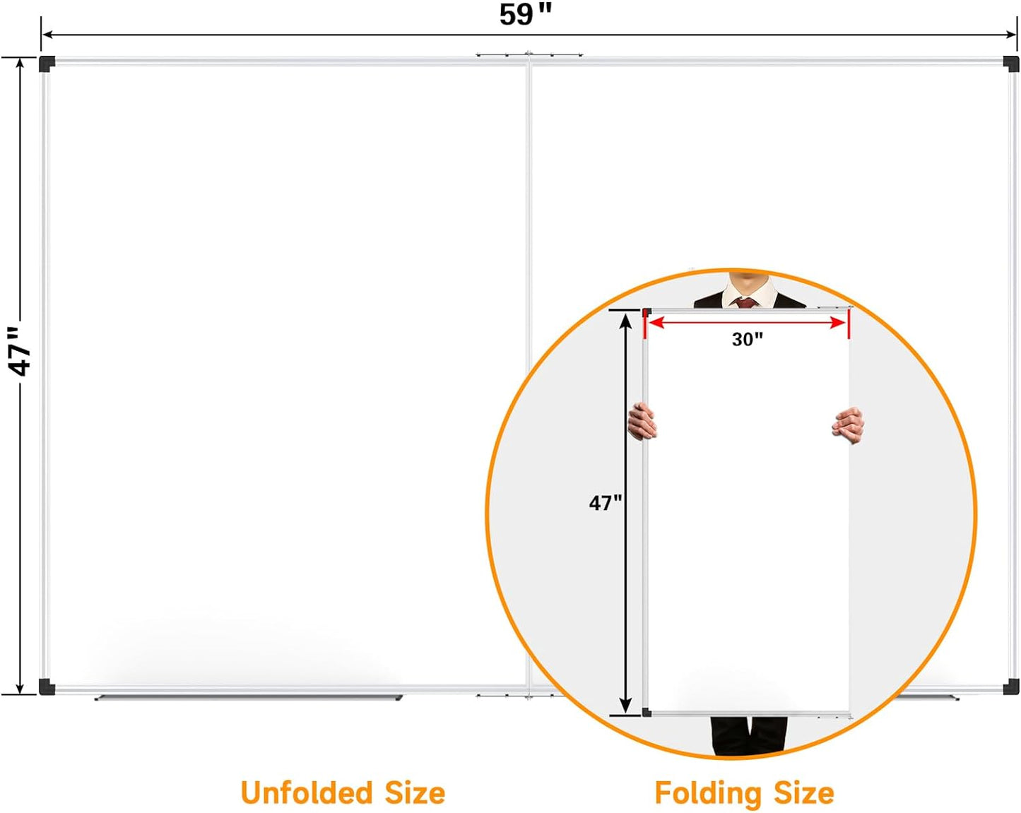 XBoard Dry Erase Board 60 x 48 Inch | Foldable Magnetic White Board for Wall with Marker Tray 5' x 4' | Aluminum Frame Folding Message Presentation Board