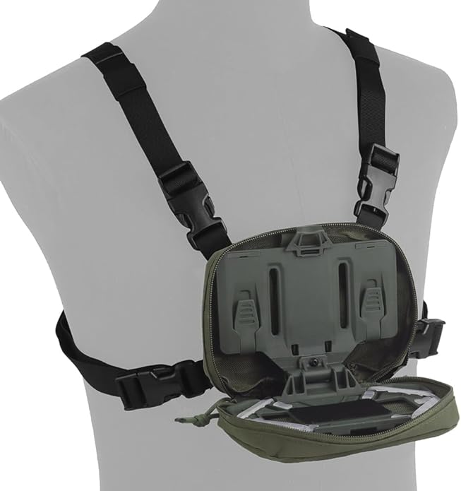 FoldPanel Tactical Chest Vest Pouch Set, Chest Rig Phone Mount as 4.7-6.7" Phone Plate Carrier Accessory with Pouch Cover