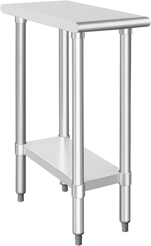 HARDURA Stainless Steel Table 24X12 Inches with Undershelf and Galvanized Legs NSF Heavy Duty Commercial Prep Work Table for Restaurant Kitchen Home and Hotel