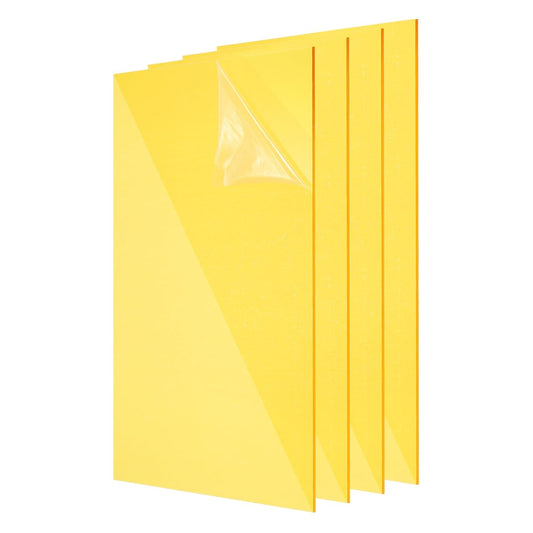 uxcell 4Pcs Acrylic Sheets 12x6 Inch Acrylic Panel 1/8 Inch-3mm Plastic Board for Picture Frames Sign Holders DIY Display Projects Craft, Clear Yellow