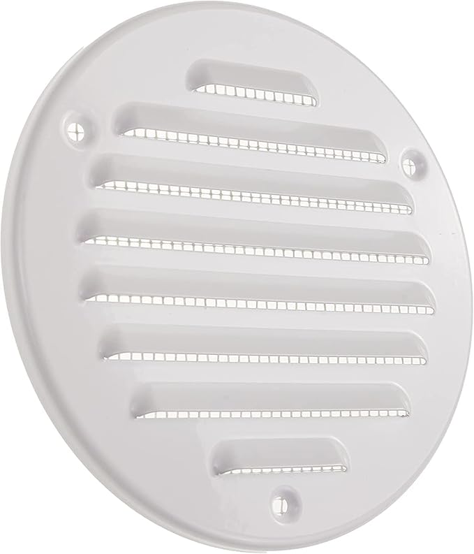 Vent Systems - 4 Inch (Inner) Pack of 10 White Metal Round Soffit Air Vent Grille Cover, Register air Vent Deflector, Louver - Built-in Mesh - HVAC for Bathroom, Home Office, Kitchen 5 Inch (Outer)