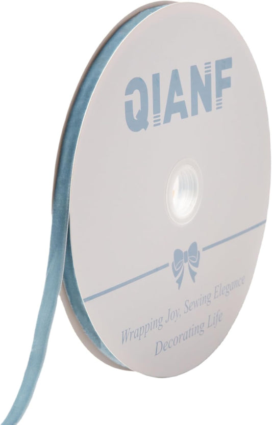 Vintage Dusty Blue Velvet Ribbon Christmas Ribbon for Gift Wrapping Crafts Christmas Tree Ornaments Garland Decorations, 3/8 Inch X 25Yd