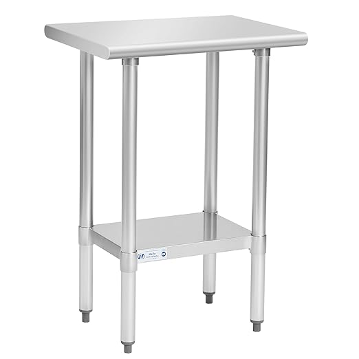 Hally Stainless Steel Table for Prep & Work 18 x 24 Inches, NSF Commercial Heavy Duty Table with Undershelf and Galvanized Legs for Restaurant, Home and Hotel