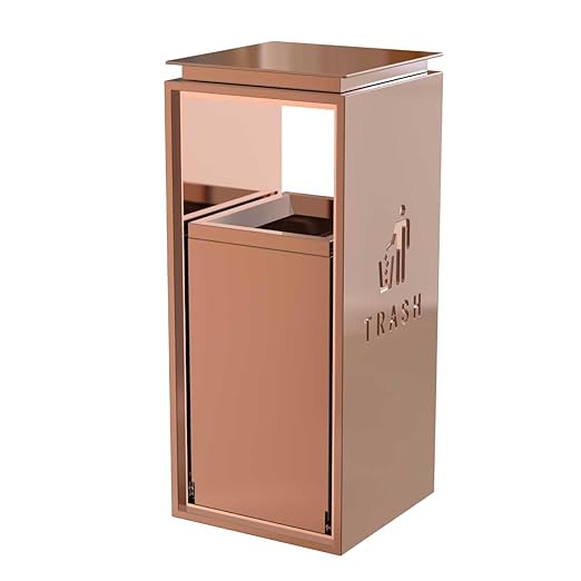 Commercial Trash Can - 42L Heavy Duty Stainless Steel Garbage Bin with Lid & Liner, Fingerprint-Resistant Indoor Outdoor Waste Container for Restaurant,Hotel,Shopping mall,13"x13"x30"