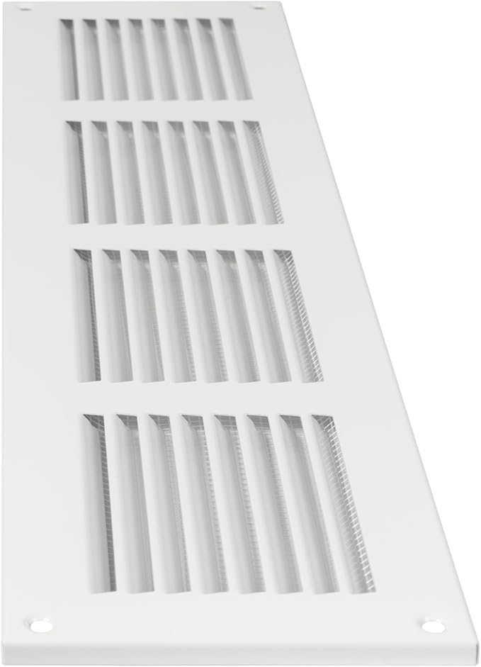 Repa Market Air Vent Cover 16x4 Inch (Outer Dimensions) White Galvanized Steel Louvered Grill Cover with Mesh Screen/Wall or Ceiling Vent/HVAC Register for Indoor and Outdoor Ventilation