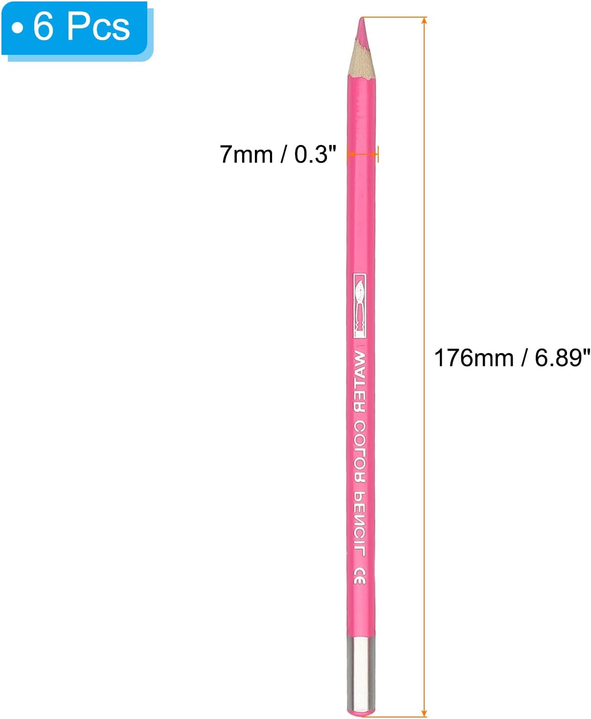 PATIKIL Watercolor Pencil, 6Pcs Water Soluble Pencils for Blending, Coloring, Sketch Drawing, Painting, Pale Pink