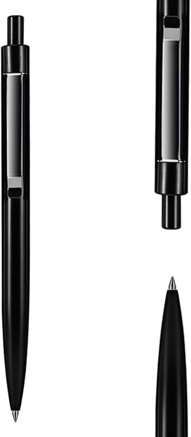DUNBONG Black Metal Gel Pen, Gel Ink Ballpoint Pen, Black Ink, 0.5mm Retractable Ink Pen (Black)