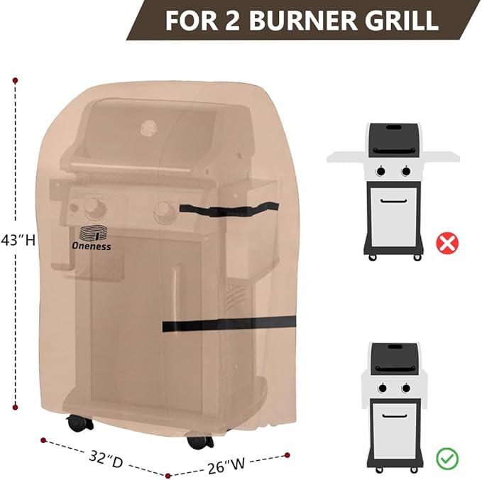 Oneness 32 inch Waterproof Weather Resistant BBQ Gas Grill Cover for Weber Spirit Char-Broil Performance,No Fading Within 2 Years