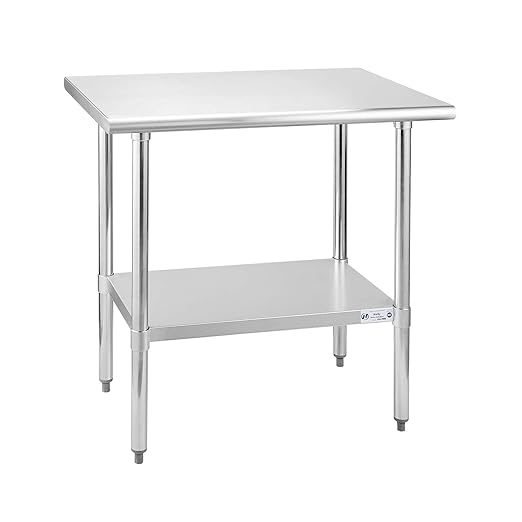 Hally Stainless Steel Table for Prep & Work 24 x 36 Inches, NSF Commercial Heavy Duty Table with Undershelf and Galvanized Legs for Restaurant, Home and Hotel