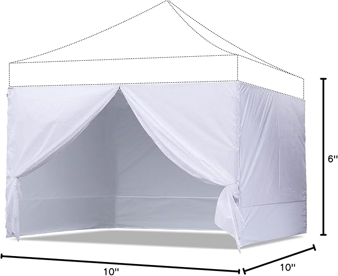 ABCCANOPY Side Wall 10x10, White (4 Walls Only, NOT Including Frame and Top)
