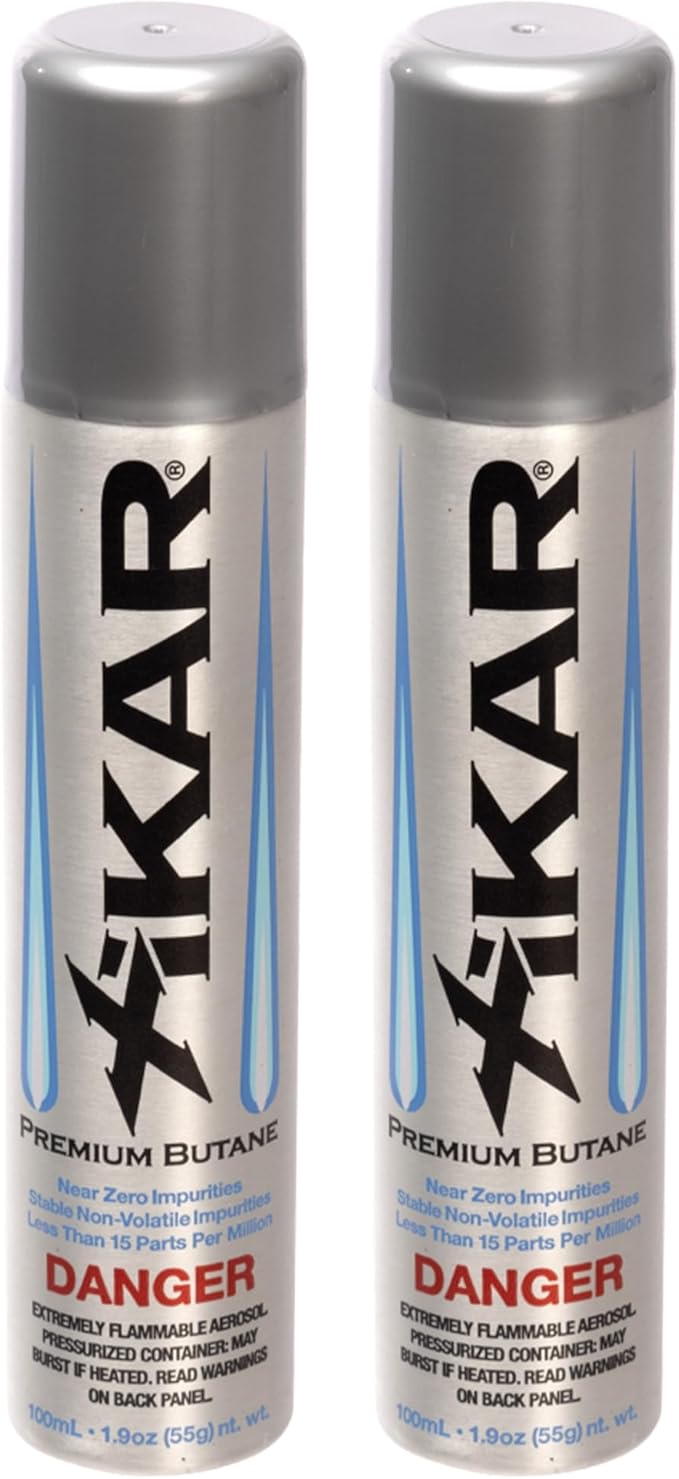 Xikar PUROFINE Premium Butane Fuel Refill with 0 Impurities 1.9oz 2 Pack (100ml) - Premium Quality Fuel for Jet Flame Lighters and Torches - High Altitude Formula
