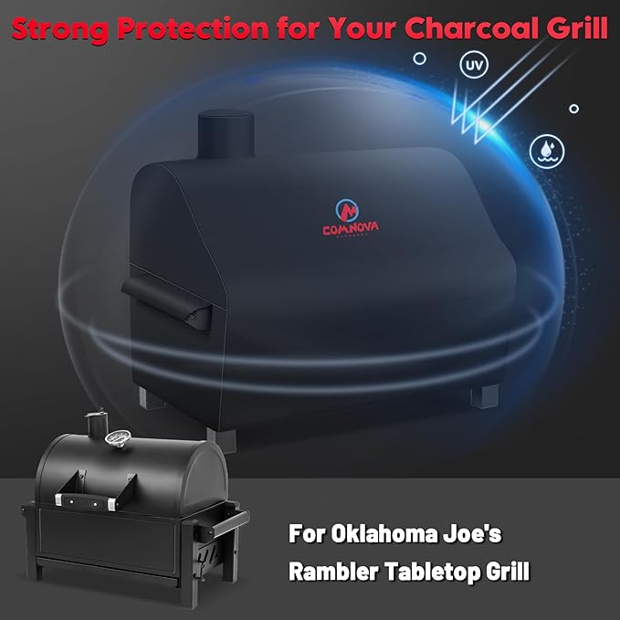 Grill Cover for Oklahoma Joe's Rambler Tabletop Charcoal Grill - 600D Premium BBQ Cover Waterproof & Heavy Duty for Oklahoma Joe's Ramble Portable Grill, 25" L x 19" W x 17.5" H