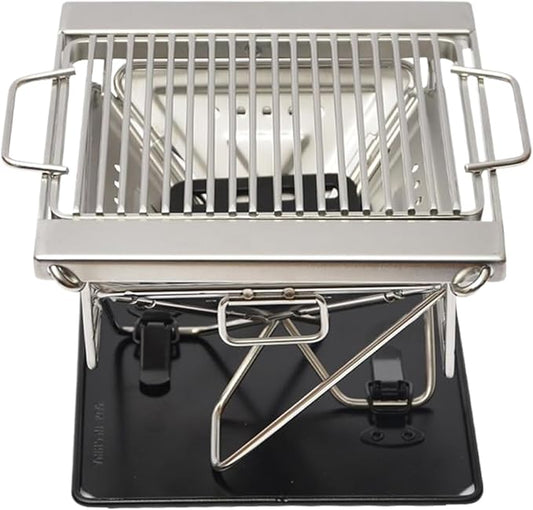 Portable Grill | Stainless Steel Folding Cooking Accessories | Small Charcoal Grill - for Hiking Picnics Tailgating Park Party Garden Cooking Picnics