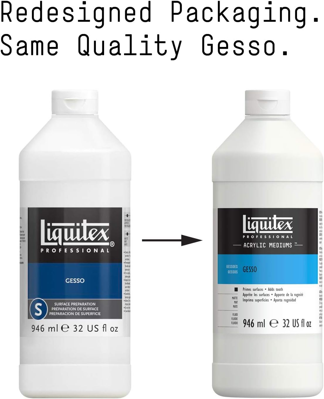 Liquitex Professional Gesso Surface Prep Medium, 946ml (32-oz), White