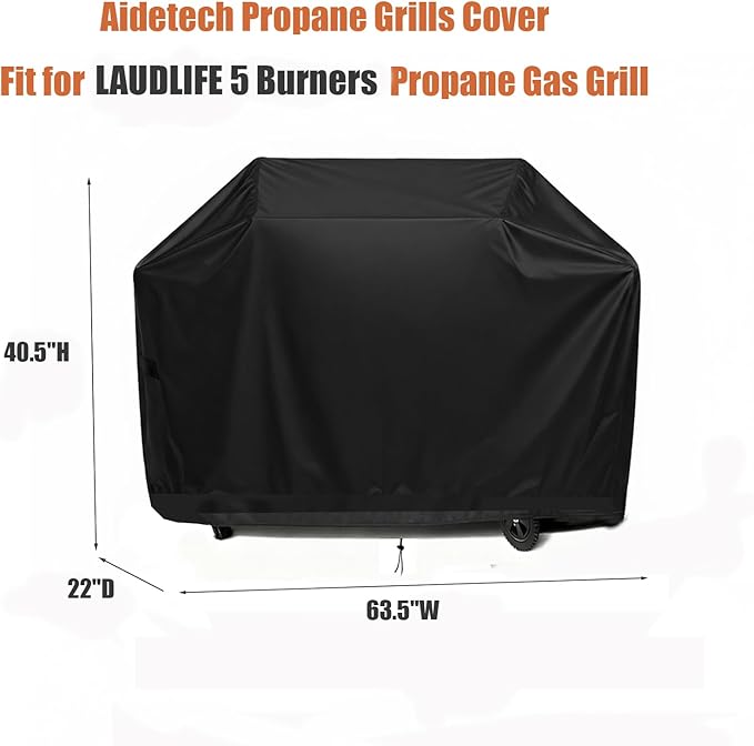 Grill Cover for LAUDLIFE 5 Burners Griddle Grill Combo with Side Burner, Waterproof Outdoor BBQ Covers Propane Gas Grill Cover - 22" D x 63.5" W x 40.5" H