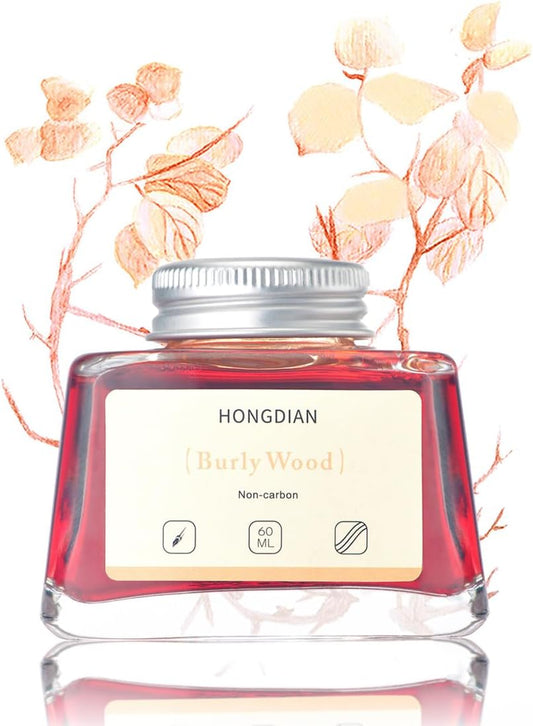 Hongdian Fountain Pen Bottled Ink Burly Wood Color, 60ml Non Carbon Inkwell Bottle, Artist Calligraphy Ink