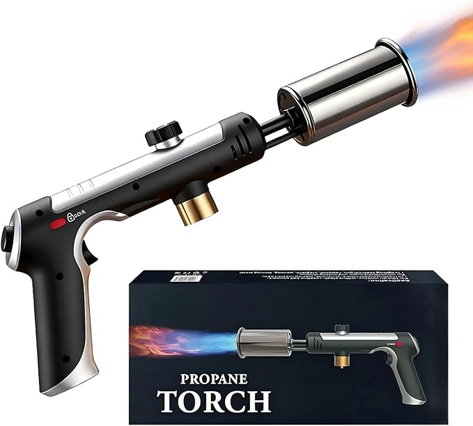 Propane Torch - 3272°F High Heat Torch Gun with Adjustable Flame & Safety Lock, for BBQ Grilling, Charcoal Ignition, Cooking and DIY Projects 1-Pack