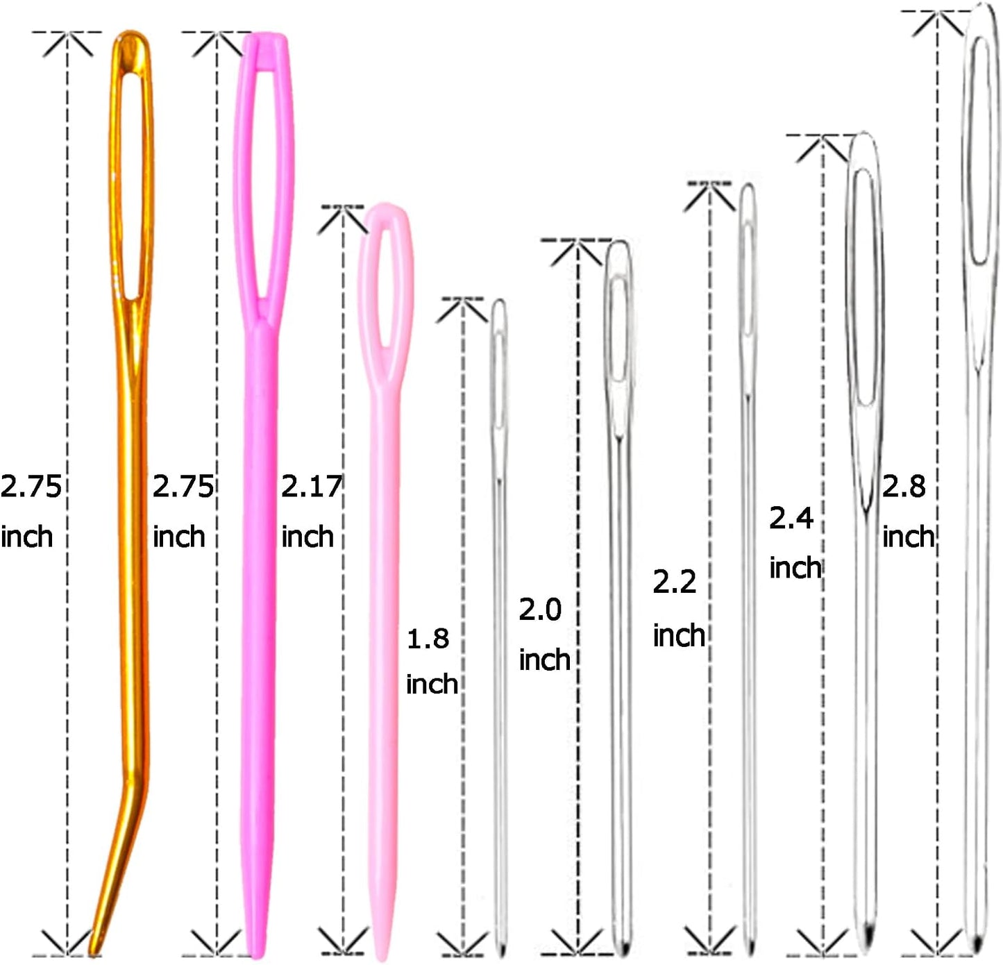 Hekisn 45Pcs Large Eye Blunt Yarn Needles kit, Assorted Sizes Bent Tapestry Darning Needle, Sewing Needles with Needle Threaders & Stitch Markers for Knitting Crochet (Blue&Black)