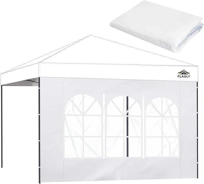 10x10 Pop Up Canopy Sidewall - 1 PC 300D Waterproof Attachable Tent Wall, Privacy Shade for Outdoor Events, Vendor Booths (Tent Not Include, with PVC Church Window)