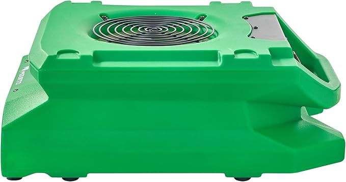 MOUNTO 1/4 HP 1200 CFM Low Profile Air Mover, 2-Speed Carpet Dryer Floor Fan with Dual GFCI Outlets, Stackable Lightweight Blower for Water Damage Restoration (Green)