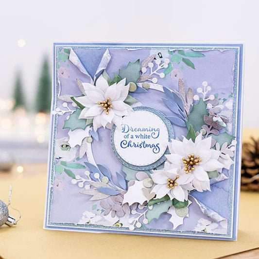 Lapoo Metal Cutting Die for Scrapbooking, 3D Backgrounds Frame New Cutting Dies DIY Album Card Making Decor Paper Craft Metal Die Cuts Party Wedding Decorations (Splendid Poinsettia 4.2 x 3.9 in)