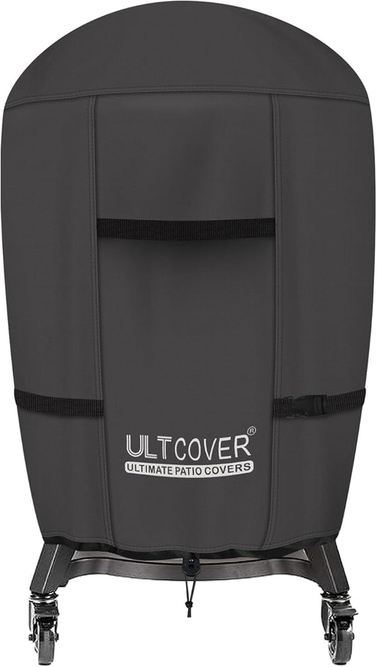 ULTCOVER Outdoor Waterproof Charcoal Kamado Joe Grill Cover for 22-24 inch Char-Griller Char-Broil and Other Round Smokers Size Up to 36” Dia x 45” H, Black