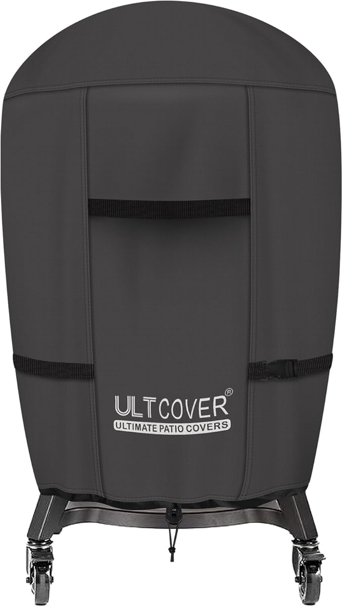 ULTCOVER Outdoor Waterproof Charcoal Kamado Joe Grill Cover for 18 inch Char-Griller Char-Broil and Other Round Smokers Size Up to 30” Dia x 45” H, Black