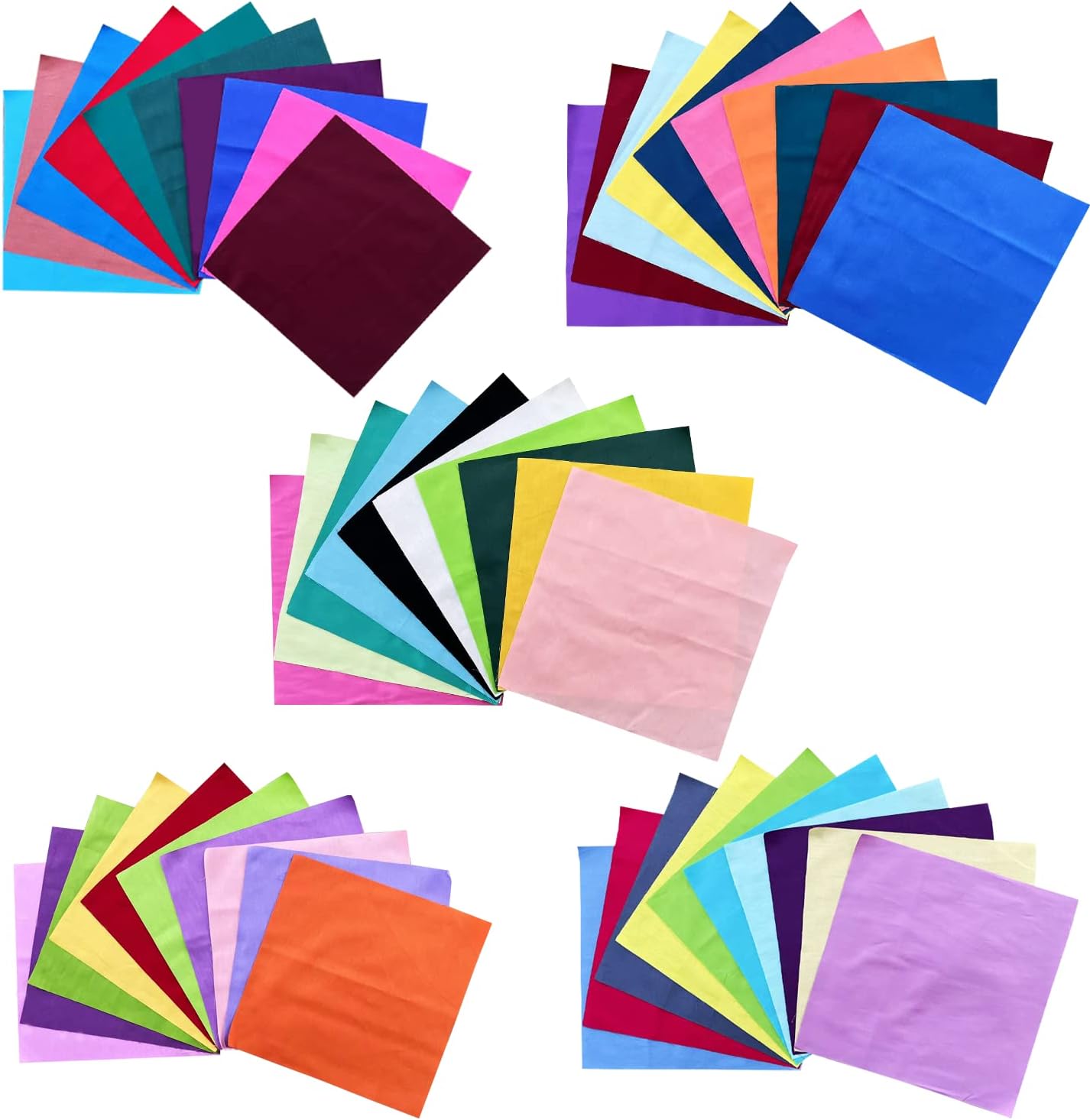 HANPATQUI 50PCS 10 x 10 inch Solid 100% Cotton Fat Quarters Fabric for Sewing and Quilting Bundles Precut Fabric Square for DIY Craft Patchwork