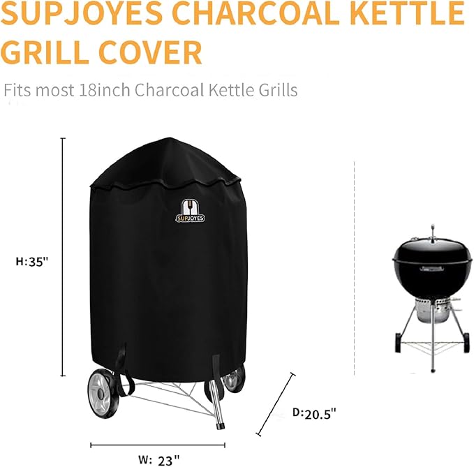 SUPJOYES Grill Cover for Weber Charcoal Kettle, 18 Inch BBQ Grill Covers, Heavy Duty Waterproof Barbecue Accessories