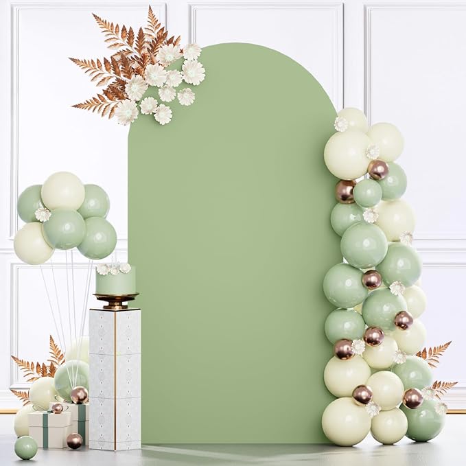 MODFUNS Set of 3 Arch Cover Sage Green Spandex Arch Cover Fitted Wedding Arch Covers 4ft 5ft 6ft Balloon Arch Stand Cover Double Sided Rustic Stretchy Cover for Party Wedding Banquet Arch Decor