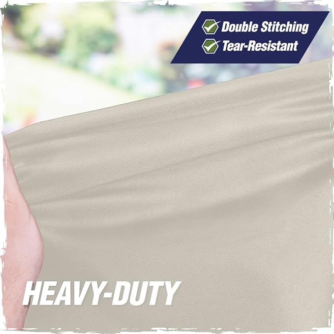 RUGGED RHINO 64 Inch Heavy Duty Grill Cover for Outdoor Grills, All Season Three Layer Waterproof UV Resistant Windproof Gas BBQ Covers, Compatible for Weber Char-Broil Pit Boss Traeger and More Beige