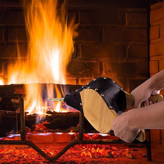 Fireplace Bellows Indoor 17"x 7.5" Large Wood Fire Blower with Hanging Strap BBQ Grill Chimney Hand Bellow Pump