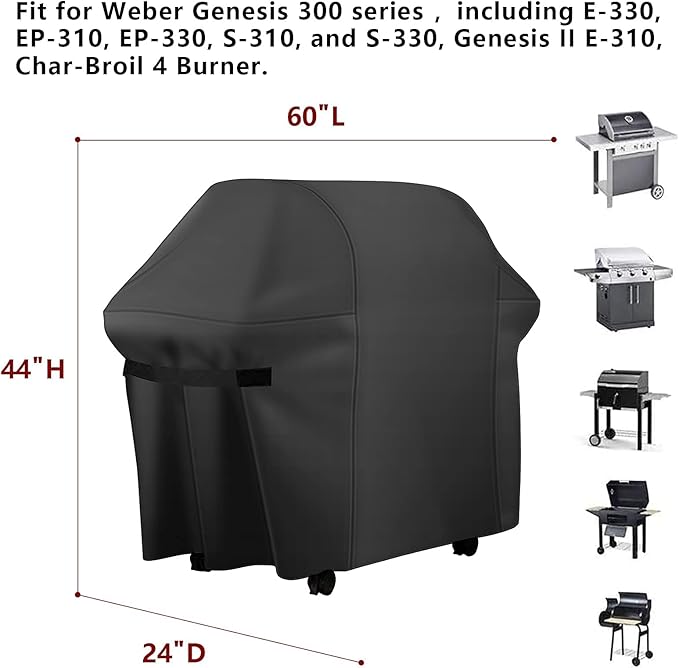 60 Inch Grill Cover, Fits for Weber Genesis, Char-Broil Nexgrill Brinkmann and More.Heavy Duty Waterproof Barbecue Grill Cover