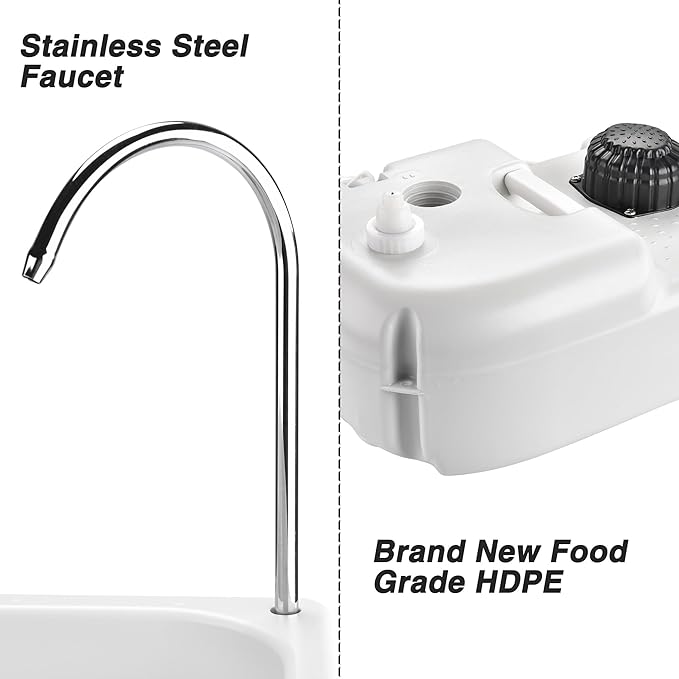 Yescom 17L Portable Sink Hand Wash Station with Pump & 24L Water Tank, Hand Washing Station for RV Travel Outdoor Camping Food Booth