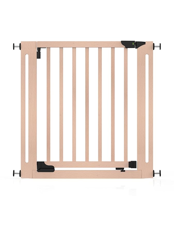 SizeWise™ Wood Pressure Mounted Safety Gate 31.1"-35" | Extra-Wide Passage | Auto-Close Two-Way Opening for Doorways and Hallways | Easy Installation | PEFC Certified Beech Wood (28.7" Passage)