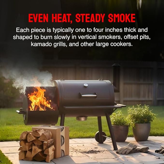 Smoking Wood Mini Splits, 6-Inch Firewood Logs, Naturally-Cured Pecan Hardwood for Wood-Fired Ovens, Smokers, BBQ & Charcoal Grills, USA Made, 12-17 lbs., 800 Cubic Inches