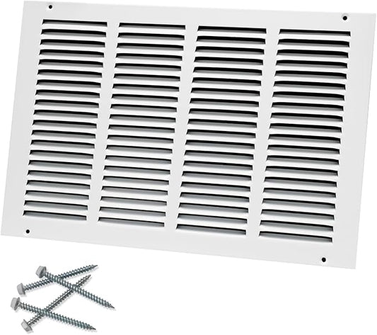 16"W x 10"H [Duct Opening Size] Steel Return Air Grille, Air Return Vent Cover for Ceiling and Sidewall - HVAC Air Vent Covers - [Outer Dimensions: 17.75"W x 11.75"H]