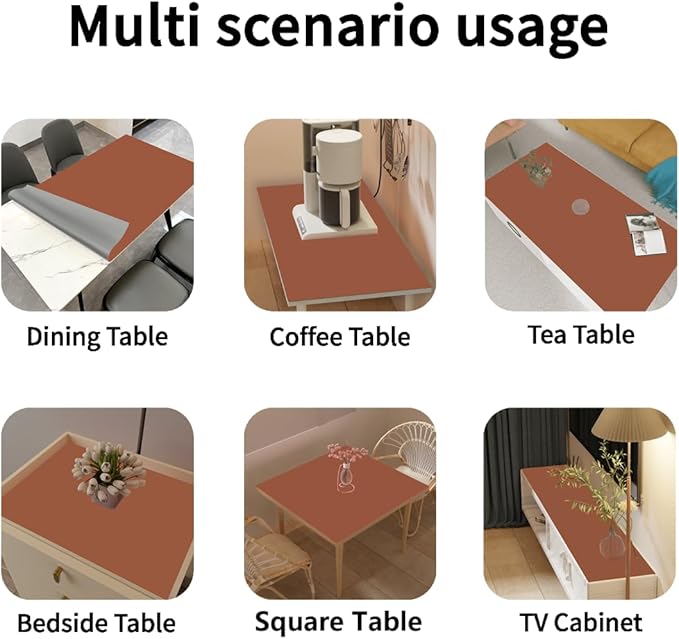 Leather Table Cover,1.8mm Thick,48x60 Inch Table Protector,Table Protector for Dining Room Table,Table Pads for Dining Room Table Rectangular.(Brown+Gray,48x60)