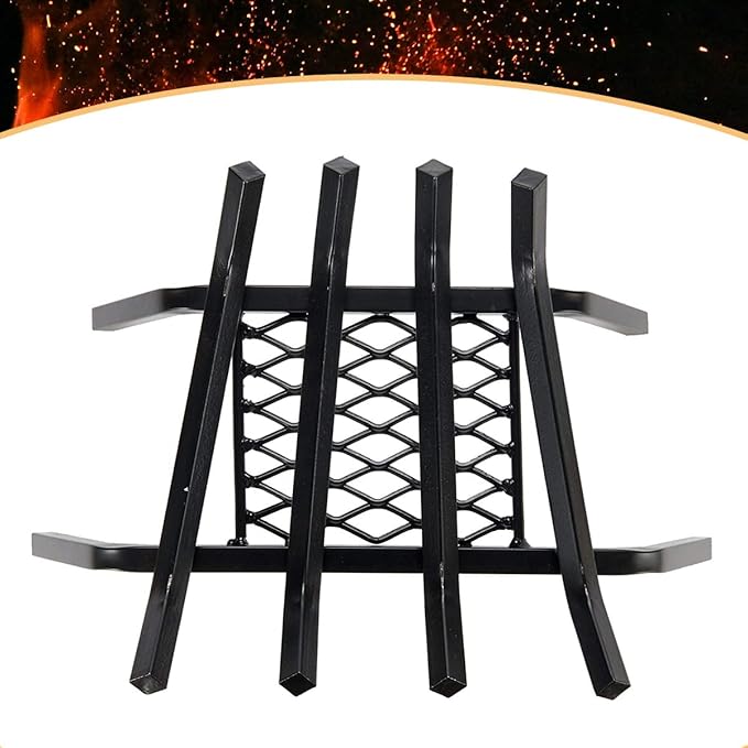 Heavy-Duty Steel Fireplace Grate with Ember Retainer (18 Inch)